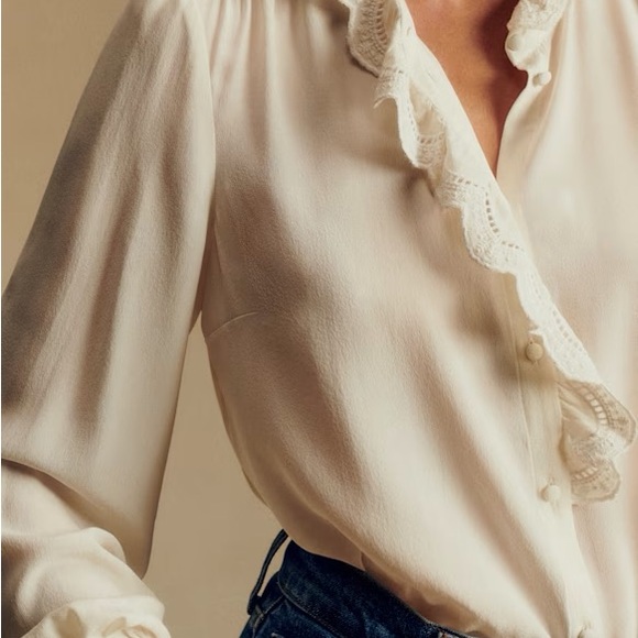 NWT Sézane Chlo Silk Button-Down Blouse - Picture 2 of 6